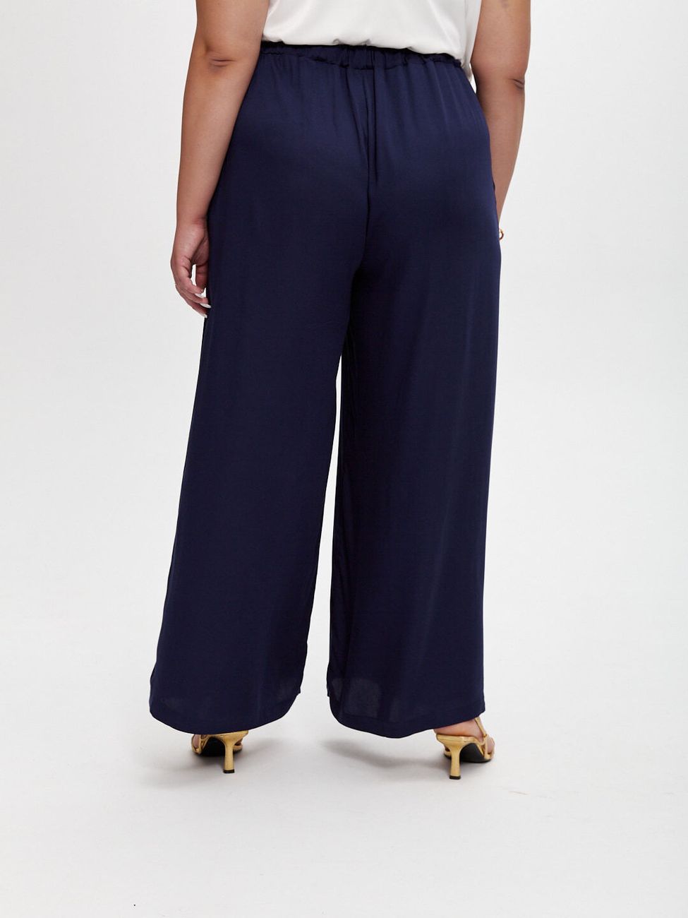 Брюки широкие на резинке, темно-синий