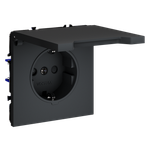 Розетка встраиваемая VOLTUM S70 с заземлением, защитными шторками и крышкой 16А, (графит)