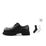 HANQIAORIJI Black Blood Collection Cow Split Leather Casual Leather Shoes Unisex Black