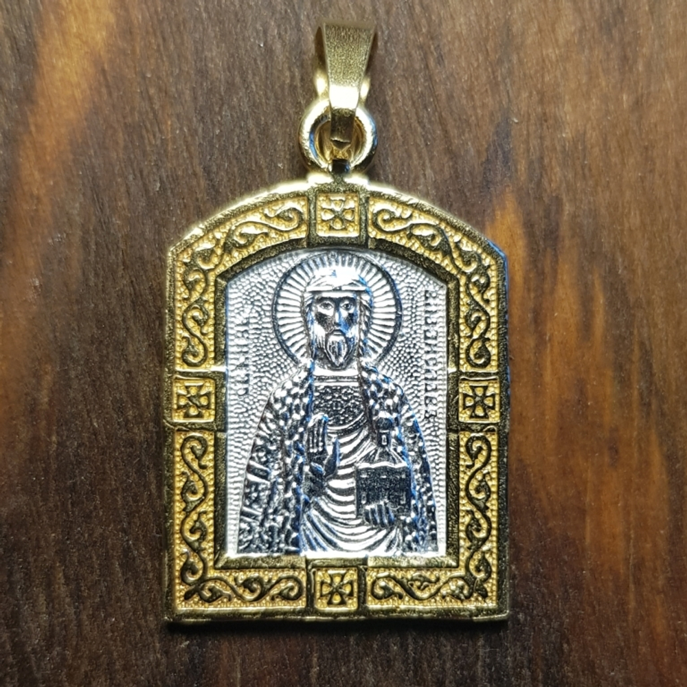 Нательная именная икона святой Владислав с позолотой