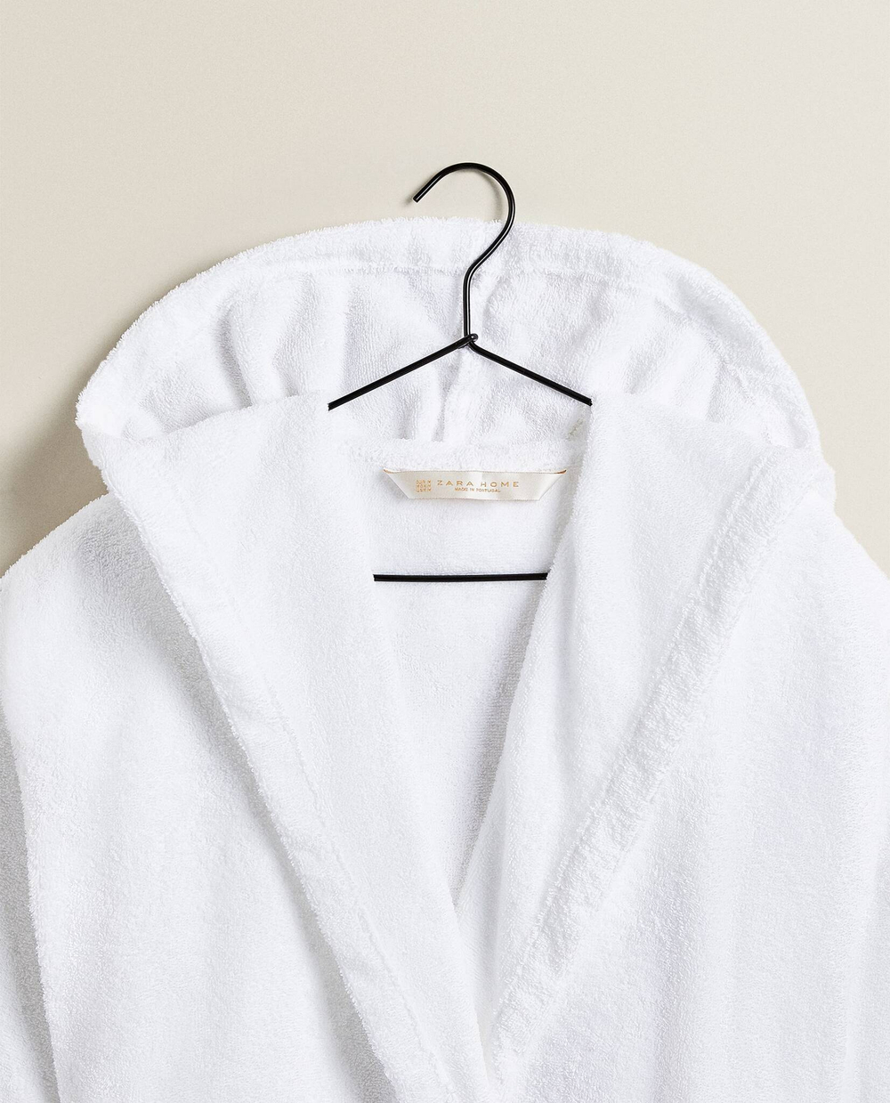 ZARA HOME ХАЛАТ ИЗ ХЛОПКА С КАПЮШОНОМ, БЕЛЫЙ