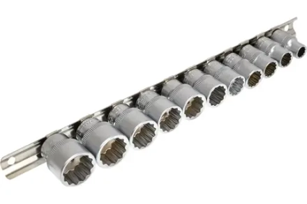 Набор торцевых головок RF-3111-9: 3/8"DR 12-гранных на планке 11пр. ROCKFORCE