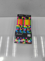 Карандаш ч/г "Полоски" трехгранный с ластиком, цветной срез, 6 цветов микс (Комплект 6шт.)