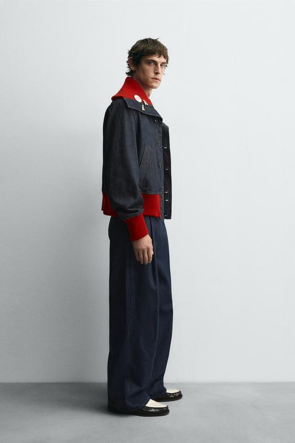 ZARA HARRY LAMBERT X DISNEY ДЖИНСОВАЯ КУРТКА В РУБЧИК, МОРСКОЙ СИНИЙ