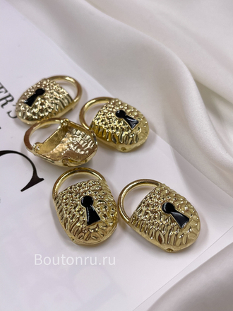 Пришивной элемент Скиапар. "Замок" золотистый с черной эмалью