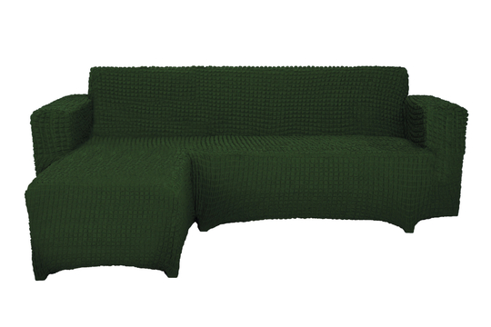 Чехол Модерн на угловой диван с выступом слева, цвет Зеленый