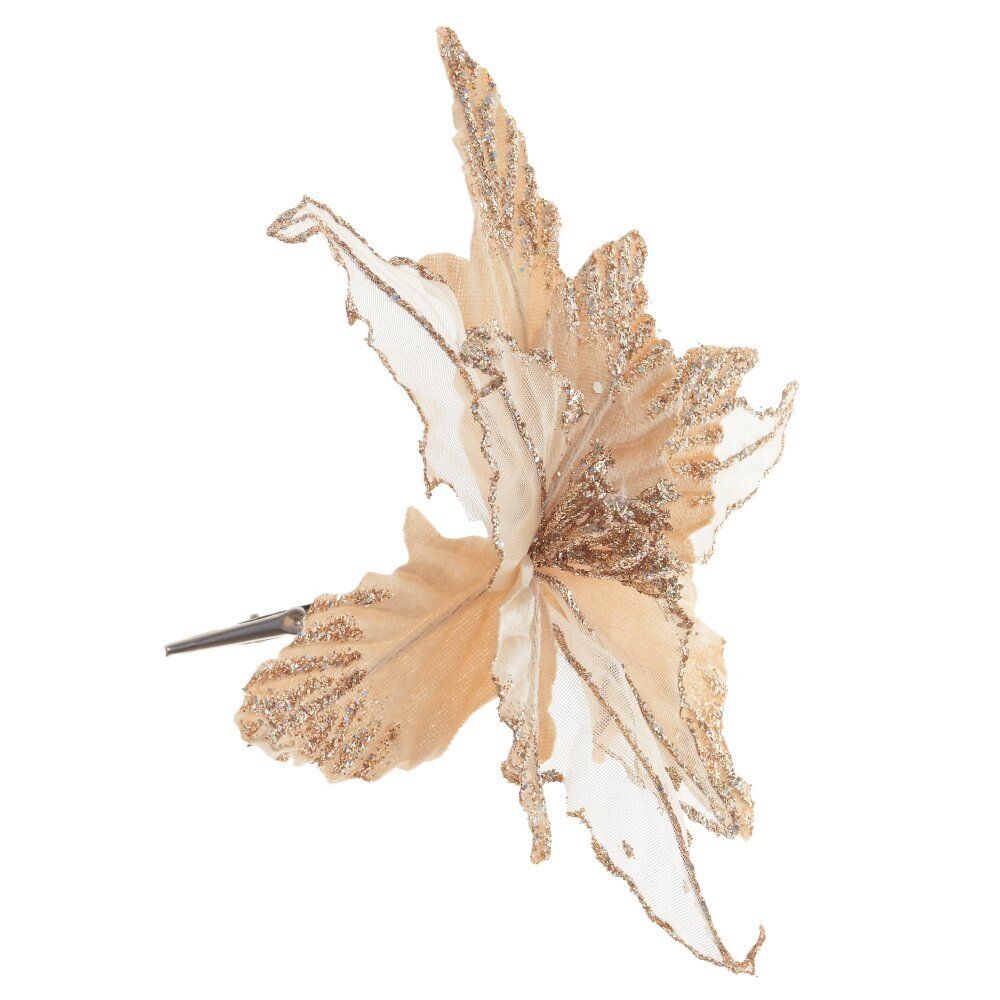 GAEM Цветок искусственный "Пуансеттия" (на клипсе), L23 W23 H12 см