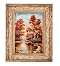 AMB-01/72 Картина «Тайны озера» (с янтарной крошкой) пласт.рамка 33х42см