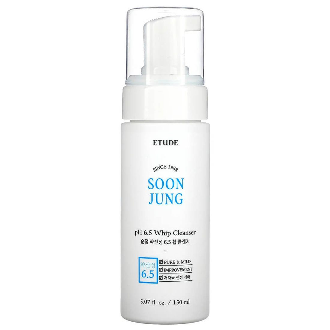 Гипоаллергенная увлажняющая пенка Etude House SoonJung pH 6.5 Whip Cleanser 150мл