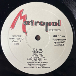 Винтажная виниловая пластинка LP ICE MC Cinema (Spain 1990)