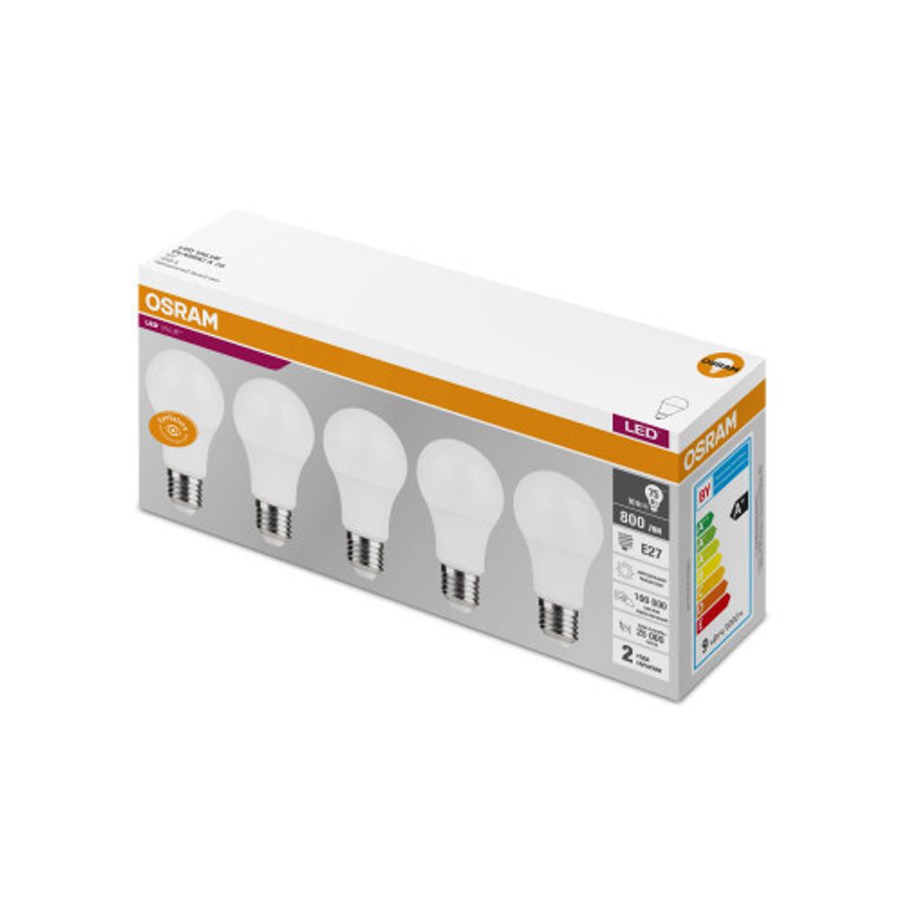 Лампочки светодиодные Osram Led Value Classic A75 10Вт 4000К Е27 / E27 груша матовая нейтральный белый свет набор 5 штук | Osram