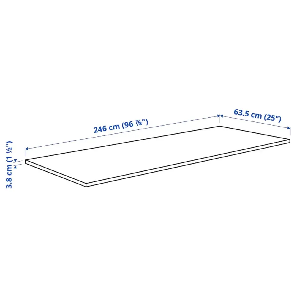 Столешница - IKEA KARLBY/КАРЛБИ ИКЕА, 246х63,5х3,8 см, светло-коричневый
