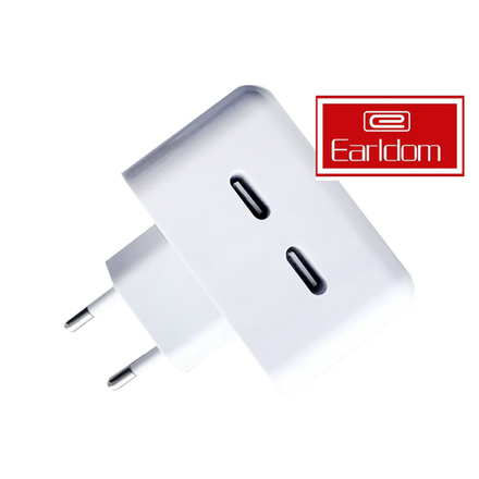 Сетевое зарядное устройство Earldom ES-EU31 2xUSB-C, 3А, быстрая зарядка, белый