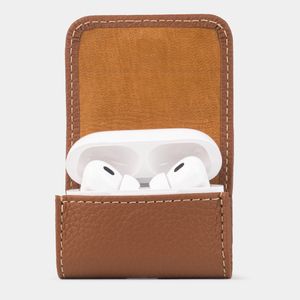 Чехол для наушников AirPods Pro 2,3 из кожи теленка, цвета карамель