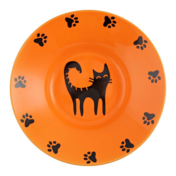 Миска керамическая-блюдце КерамикАрт для кошек, 140 мл оранжевая