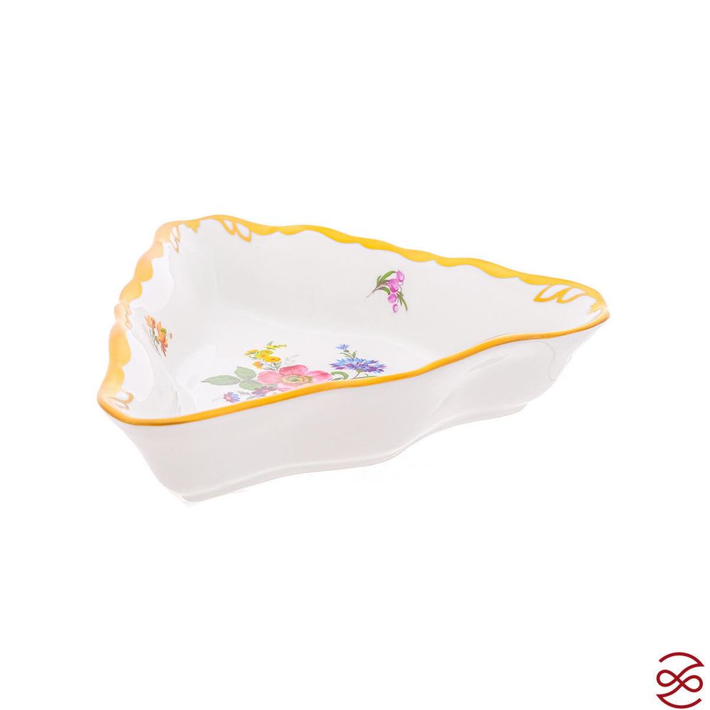 Салатник треугольный Queen's Crown Мейсенский букет 22см