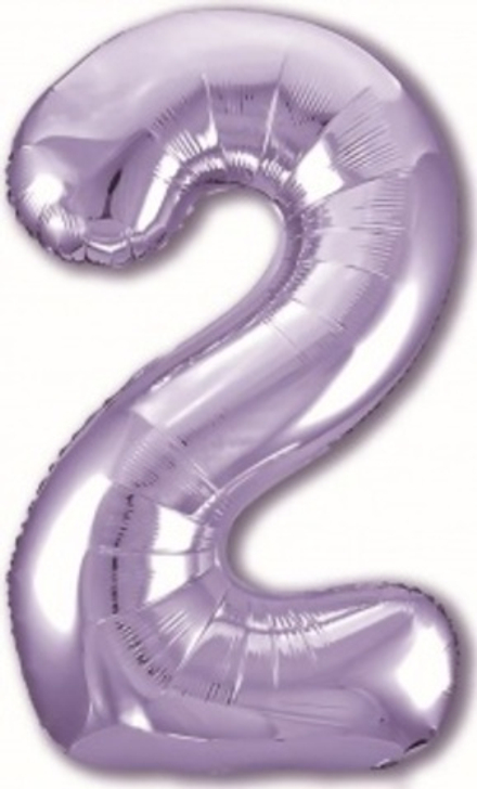 Аг 40''/102 см, Цифра Slim Сиреневый (Пастельный Фиолетовый) "2", 1 шт. (в упаковке)