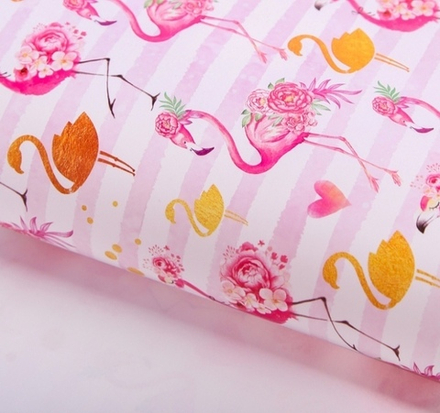 Упаковочная бумага глянцевая, "Золотой фламинго", 0,7*1 м, 5 листов