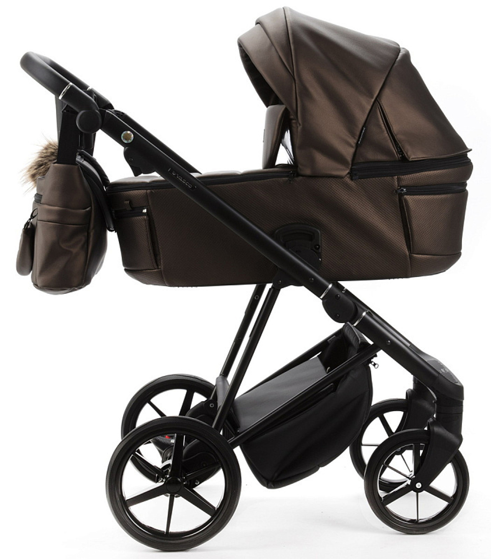 Детская коляска Adamex Vasco Deluxe 2 в 1 V-SM16 (БЕЖ МЕТАЛИК КОЖА)