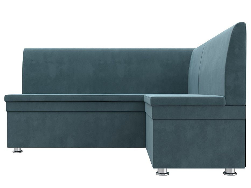 Диван кухонный угловой Уют правый угол, Бирюзовый, Велюр, 109625