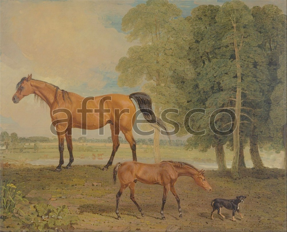 Фреска Benjamin Marshall, Broodmare with Foal and a Terrier