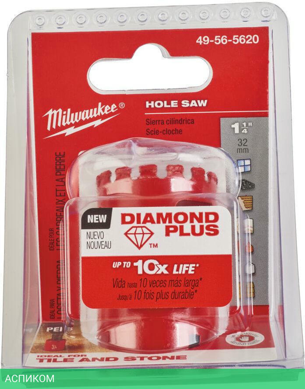 Коронка Milwaukee Diamond Plus 32мм 5/8"x18 (49565620)
