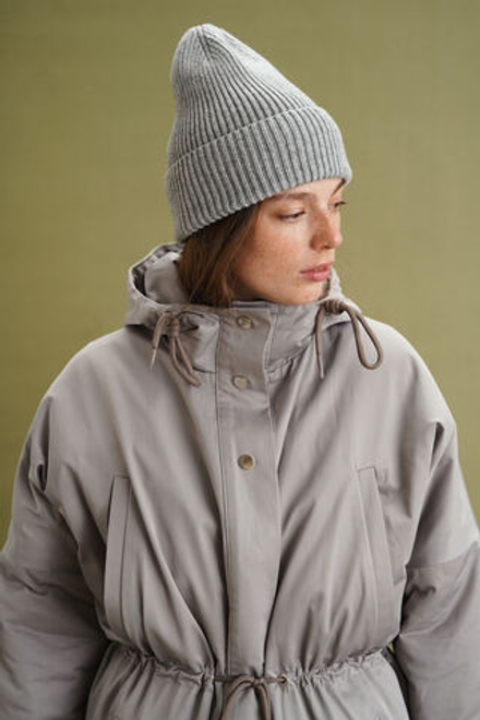 Шапка из кашемира с мериносом светло-серого цвета