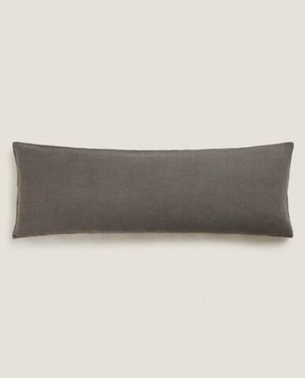 ZARA HOME ЧЕХОЛ ДЛЯ ПОДУШКИ ИЗ СТИРАННОГО ЛЬНА, СЕРЫЙ