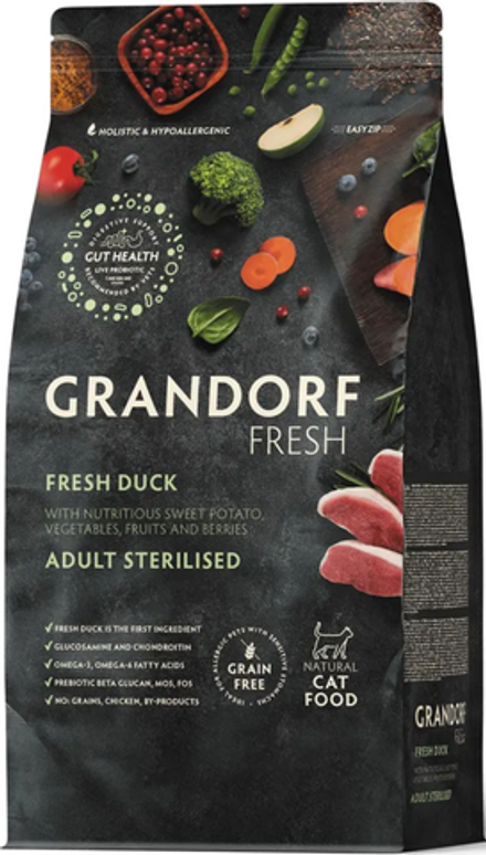 GRANDORF Fresh CAT 2кг. Свежее мясо Утки с Бататом для Стерилизованных кошек