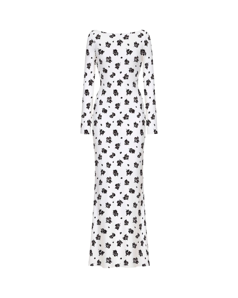 Нэтти макси (Netty maxi), платье миди из молочного бифлекса с цветочным принтом