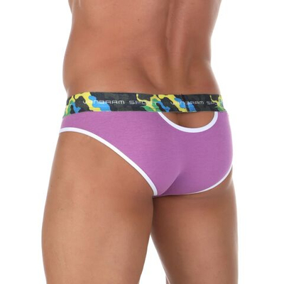 Сиреневые мужские трусы-слипы с пикантными вырезами под поясом (Размер: M) (Цвет: ярко-розовый)