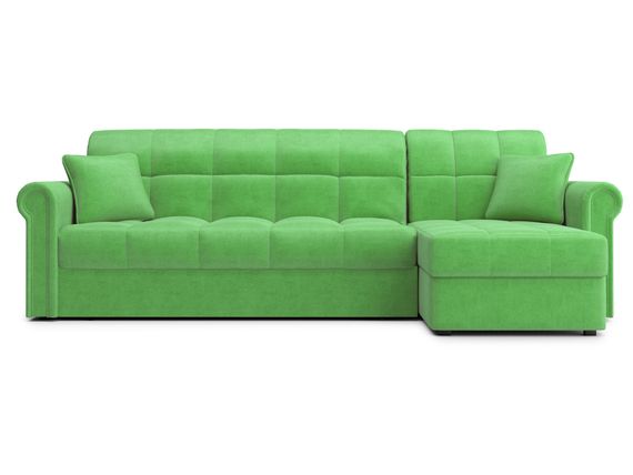 Диван угловой с оттоманкой Палермо 1,6 - Velutto 31 зеленый/кант Velutto 31 зеленый