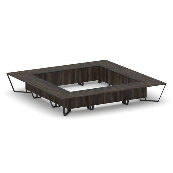 Steel Meet Стол переговорный квадратный KMK-PR.B.SP-24K Дуб Мали/Графит Глянец/Металл Черный 4800*48