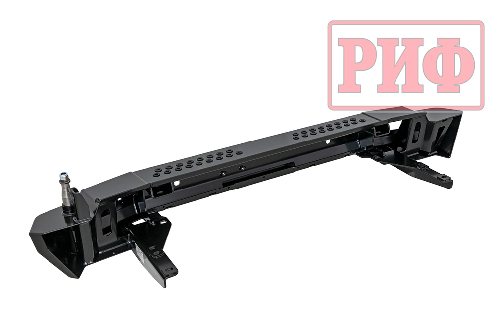 Бампер силовой задний Toyota Land Cruiser 200 2012-2015 с квадратом под фаркоп, калиткой, фонарями, подсветкой номера, стандарт РИФ