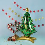 Шар (12''/30 см) Мини-фигура, Леденец трость, Красный/Зеленый, 1 шт.