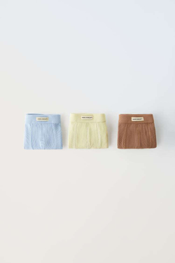 ZARA НАБОР ИЗ ТРЕХ ТРУСОВ-БОКСЕРОВ ИЗ ВАФЕЛЬНОЙ ТКАНИ, РАЗНОЦВЕТНЫЙ