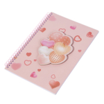 Блокнот в футляре 17,0 см * 22,0 см, гребень, Alingar, мел.картон, апплик., замочек, 60 л., линия, "Воздушные сердечки", розовый