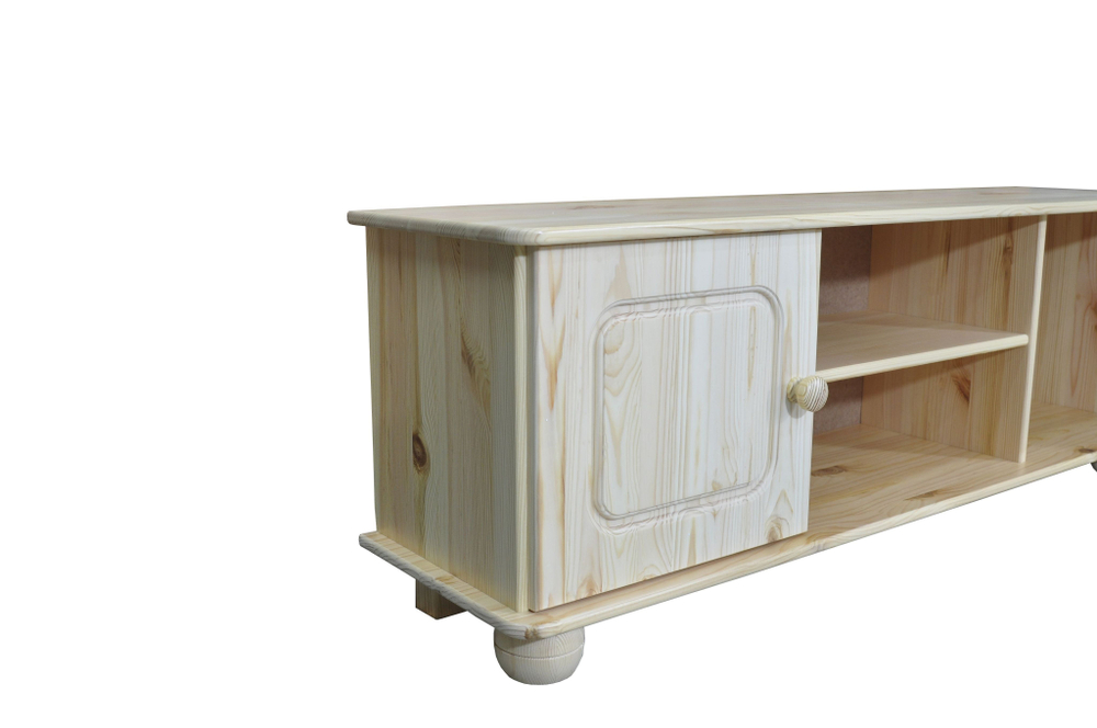 Тумба под телевизор из сосны Хаба 2 двери, 115х29х40, лакированная