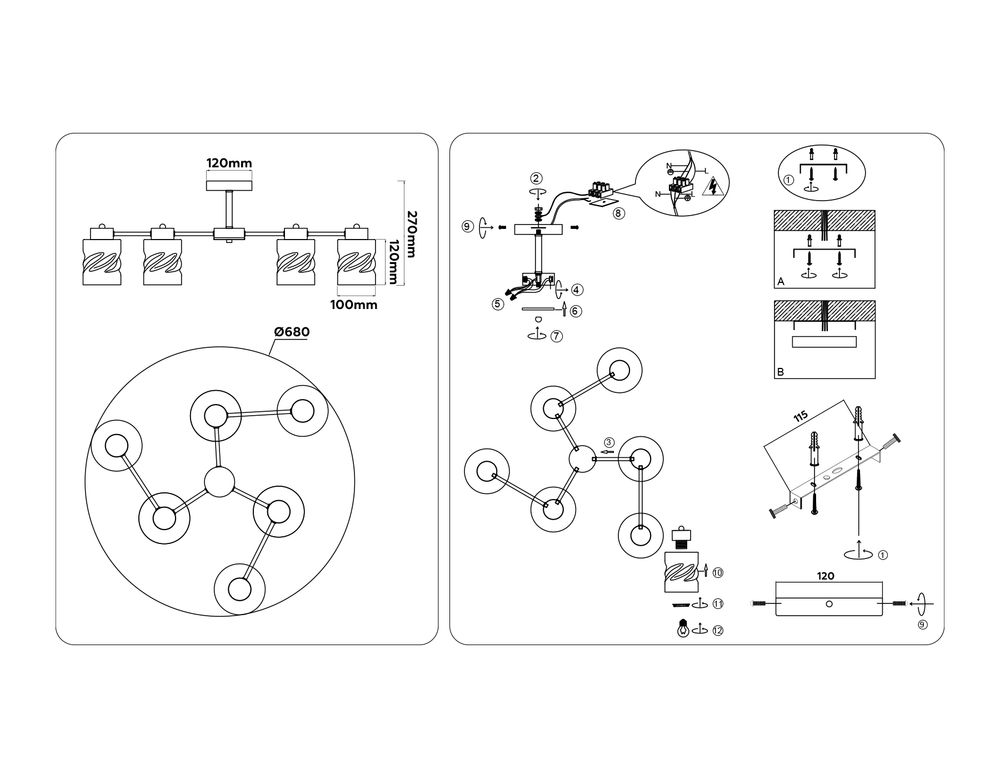 Ambrella Люстра на штанге со стеклянными плафонами Loft TR303325