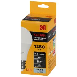 Лампа светодиодная Kodak LED A60-15W-840-E27 K 15Вт груша нейтральный белый свет Е27 | Лампы cветодиодные Груша (A)