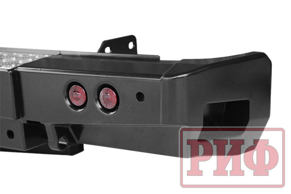 Бампер задний Toyota Tundra 2007-09.2013 с площадкой под лебёдку,квадратом под фаркоп и фонарями РИФ