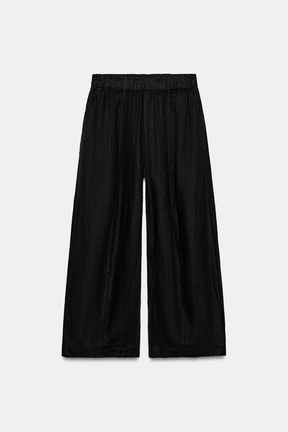 ZARA БРЮКИ BARREL ИЗ ЛЬНА — ZW COLLECTION, ЧЕРНЫЙ