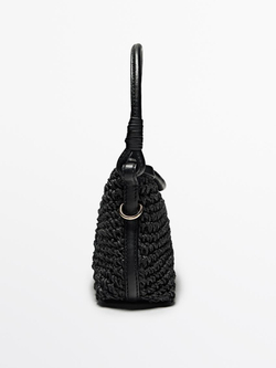 Massimo Dutti Сумка-сэтчел из плетеной бумаги, черный