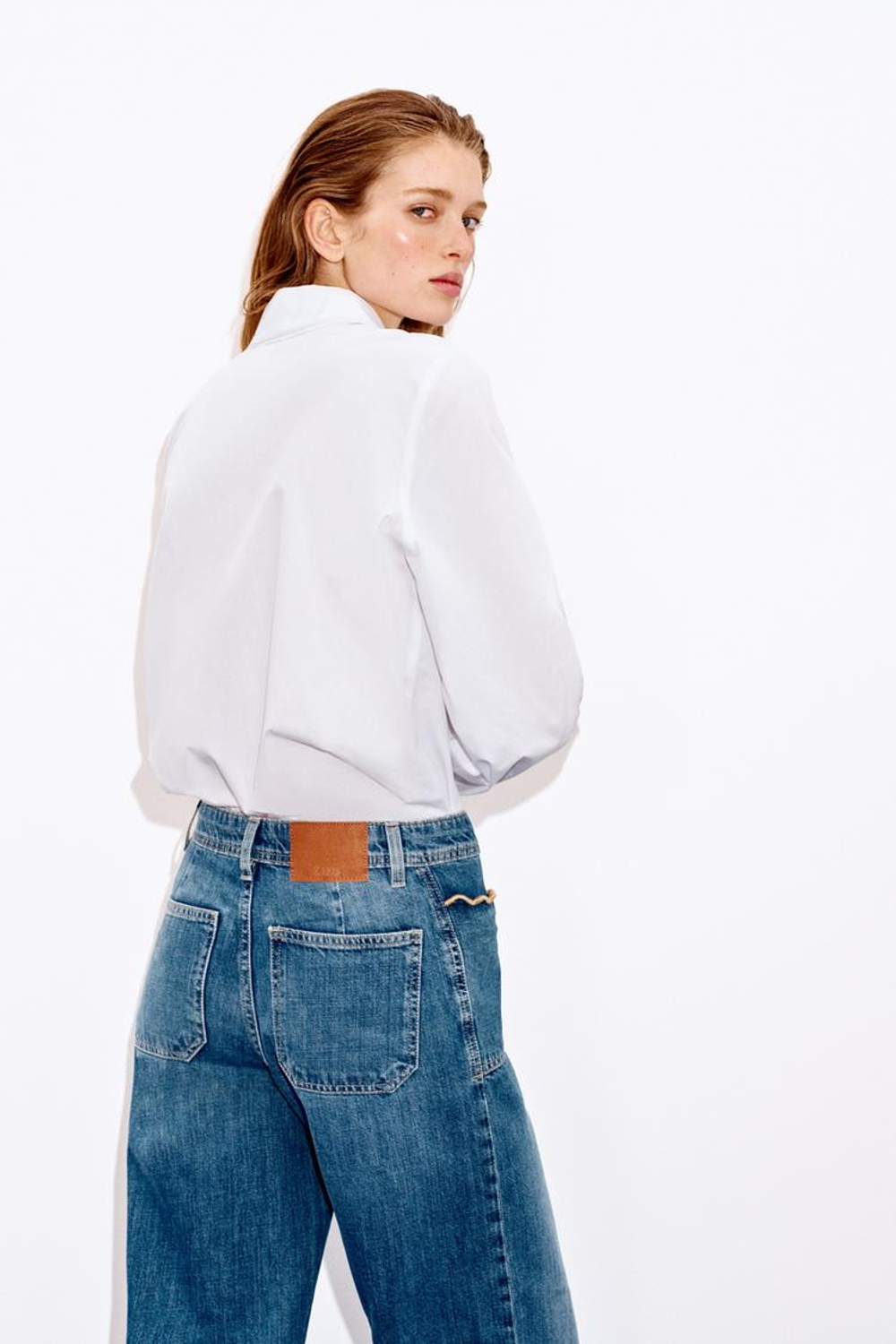 ZARA РУБАШКА С БОЛЬШИМ ОТЛОЖНЫМ ВОРОТНИКОМ, БЕЛЫЙ