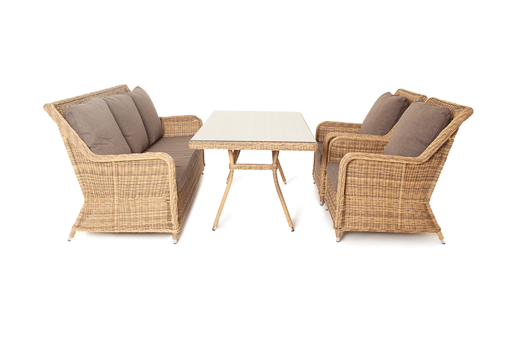 "Гляссе" обеденная группа из искусственного ротанга, цвет соломенный