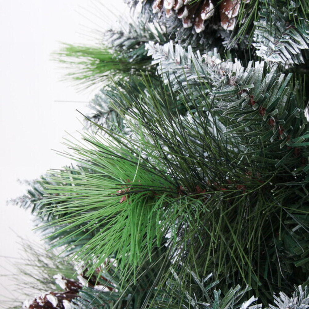 Ёлка «Сказочный лес» 270 см,ПВХ+леска, с белым напылением+шишки (2407 веток)