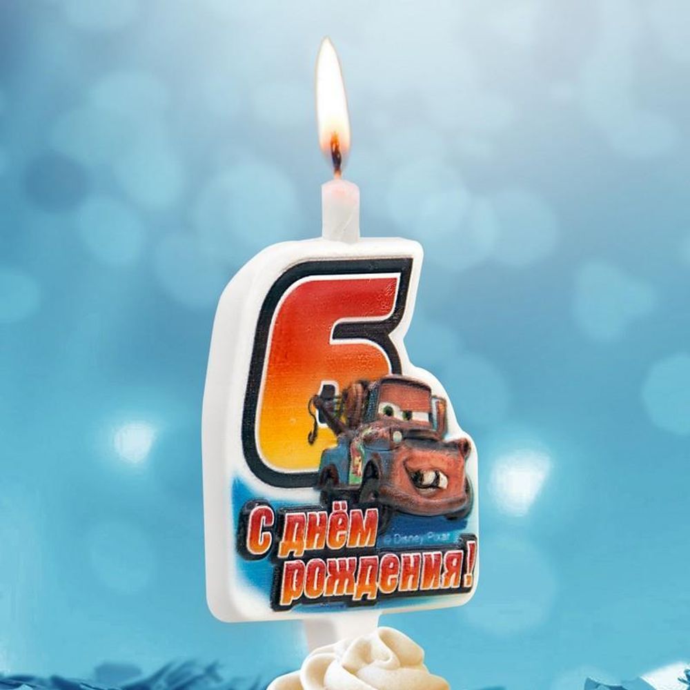 Свеча Цифра, 6 Тачки, 12 см, 1 шт.