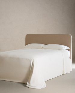 Zara Home - Атласная простыня верхнюю одежду с вышивкой с мережкой, белый, 210x280 см