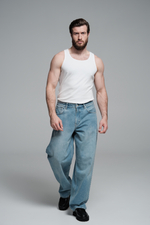 Джинсы широкие | light blue