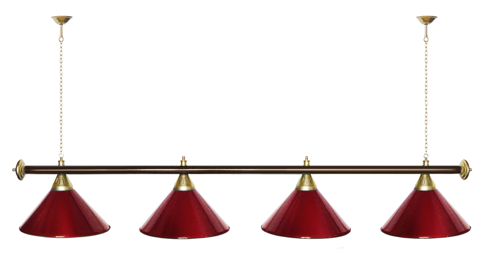 Лампа STARTBILLIARDS 4 пл. (плафоны зеленые,штанга зеленая,фурнитура золото)